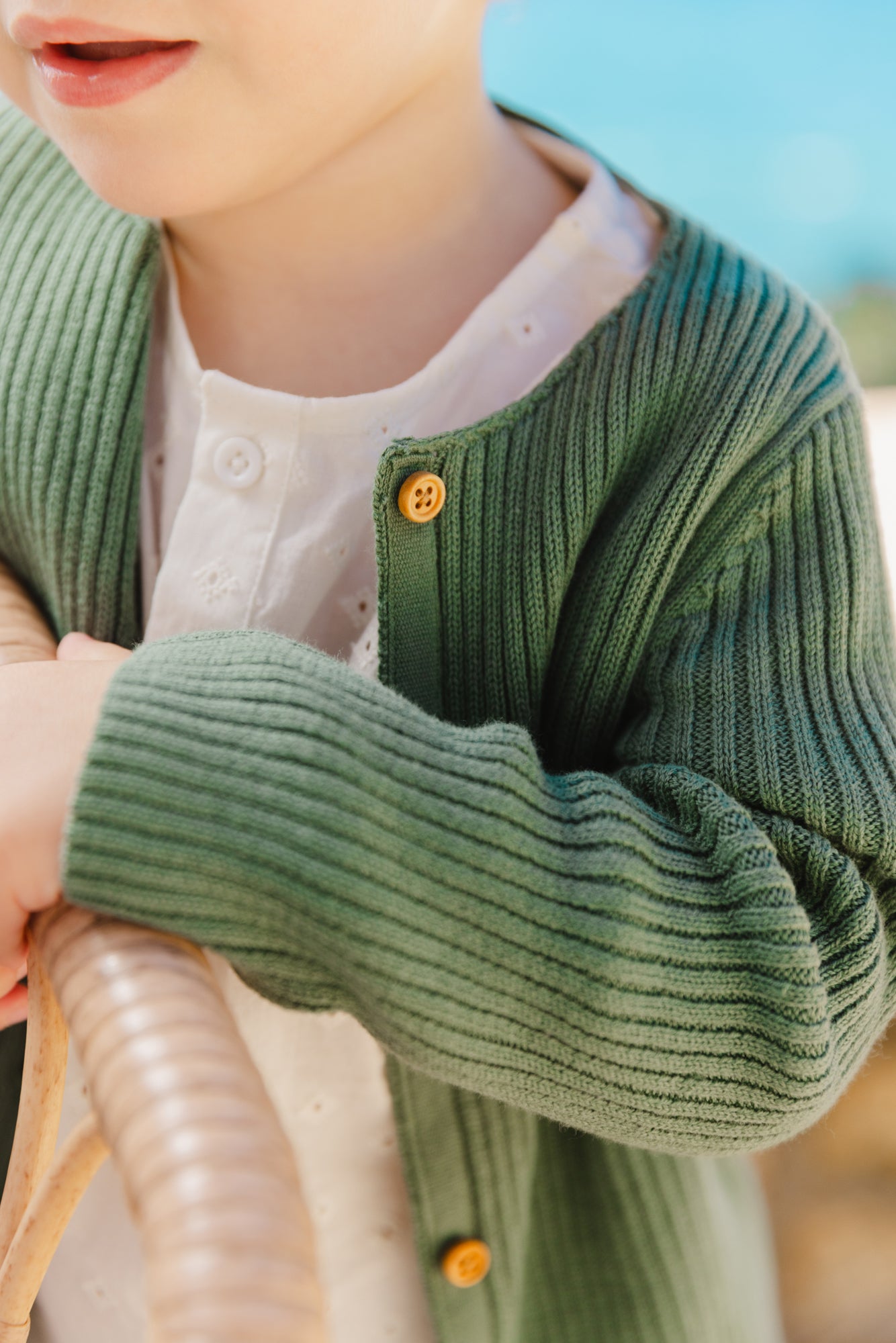 Cardigan - Sheep Green Baby organic cotton