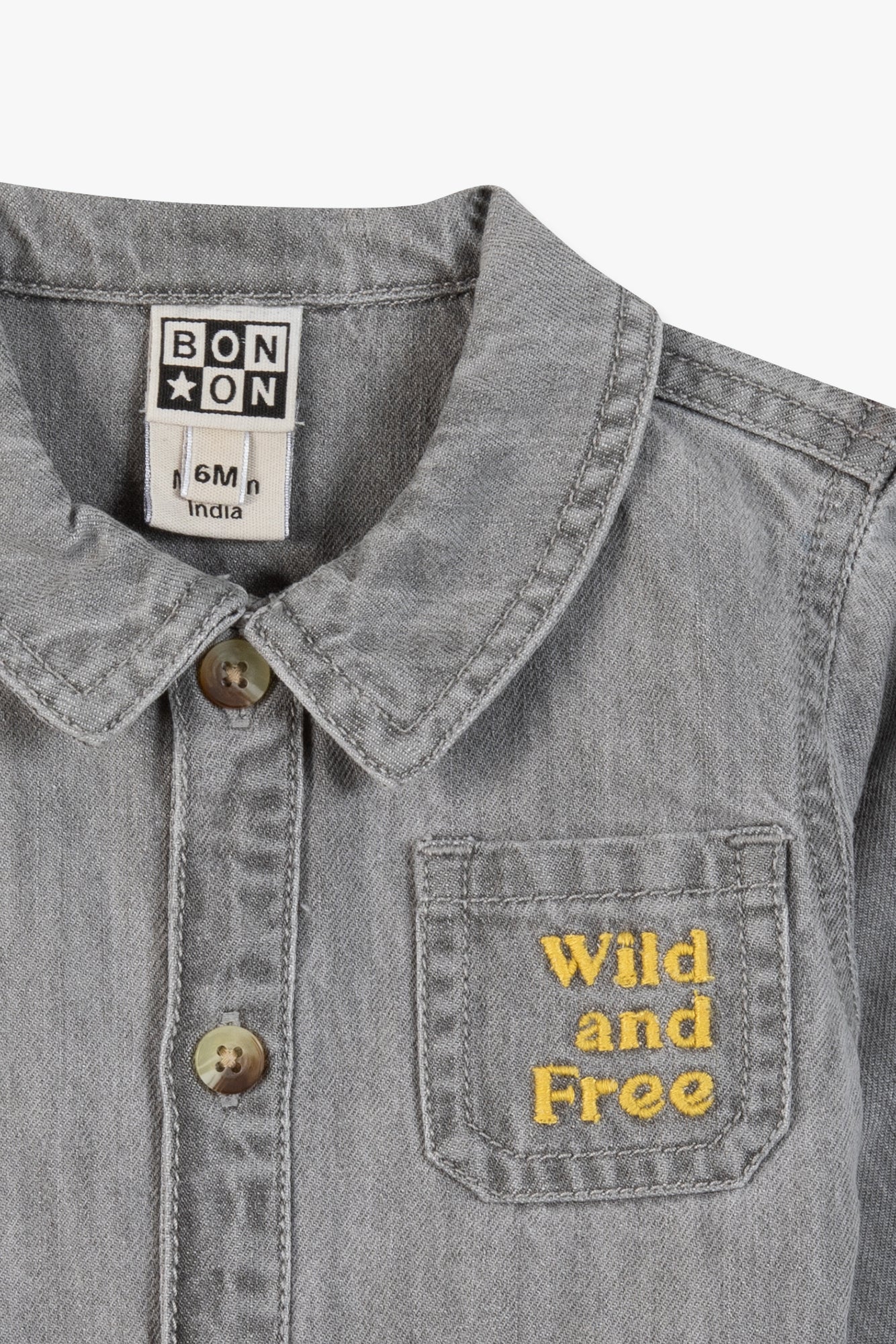 Chemise - Pan chambray gris
