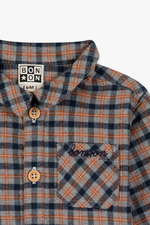 Surchemise -Pan carreaux gris et orange - Image principale