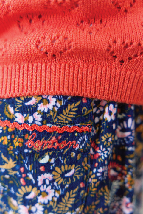 Pantalon - Biscotte en velours imprimé "october flower" - Image principale