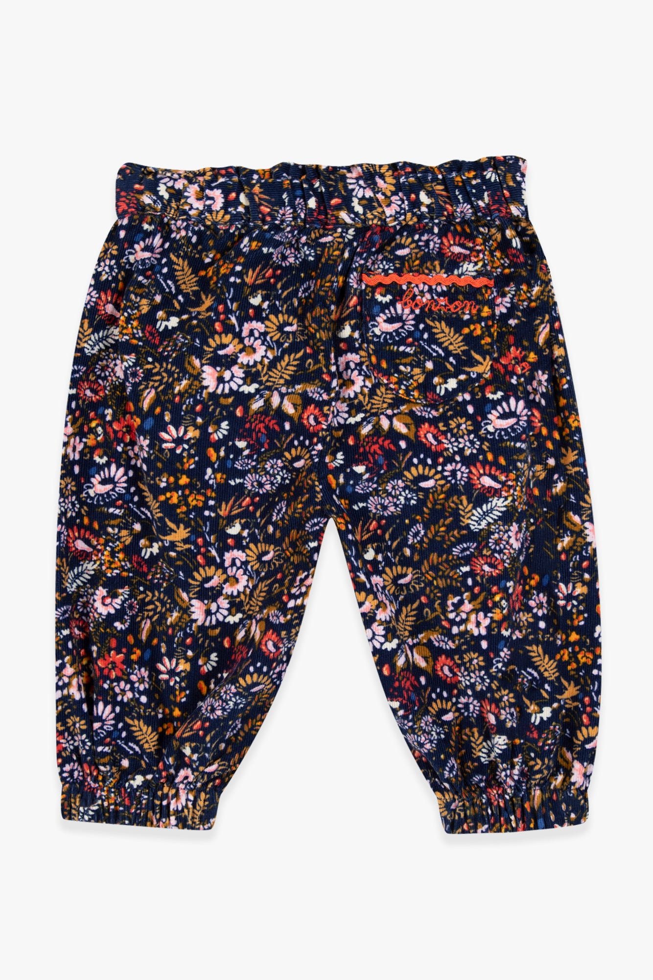 Pantalon - Biscotte en velours imprimé "october flower"