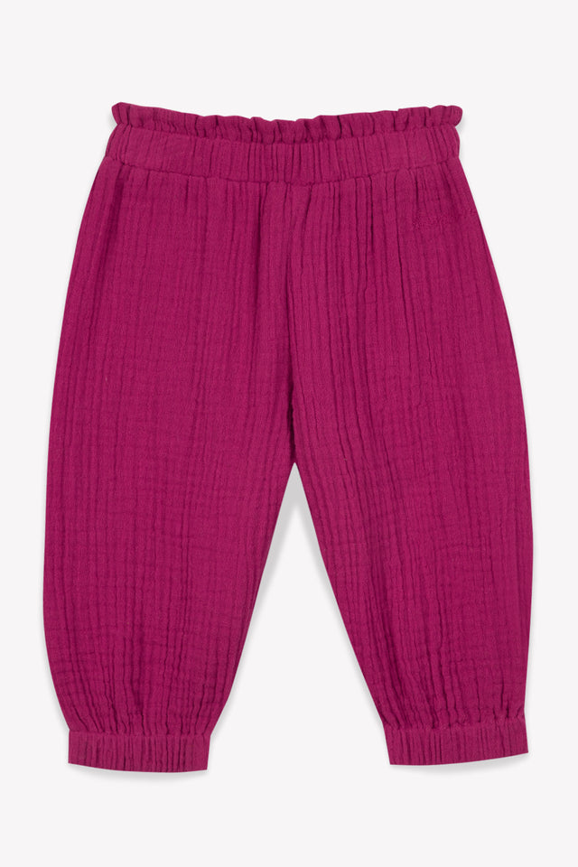 Trousers - Fuschia Biscotte Baby cotton gauze - Image principale