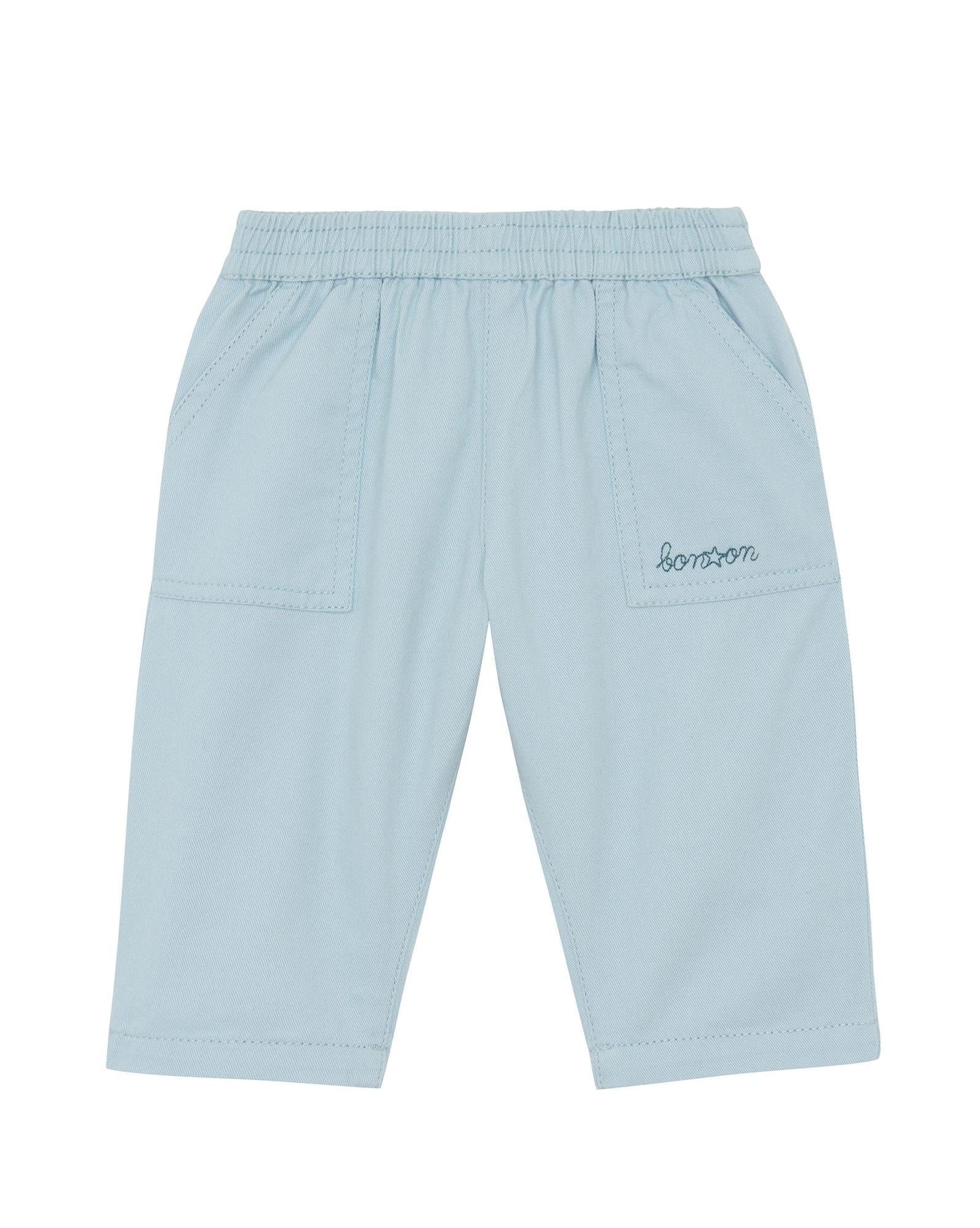 Trousers - Darius Blue Baby In twill 100% cotton scratched