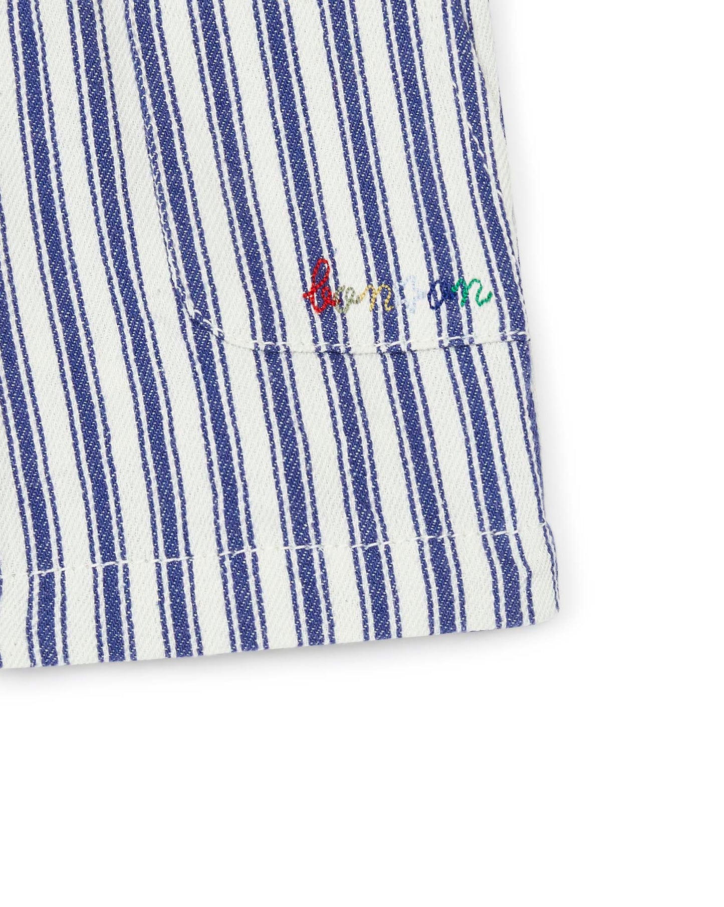 Short - Ramb Blue Baby Striped cotton twill