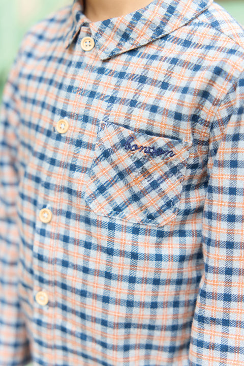 Surchemise -Pan carreaux gris et orange - Image principale