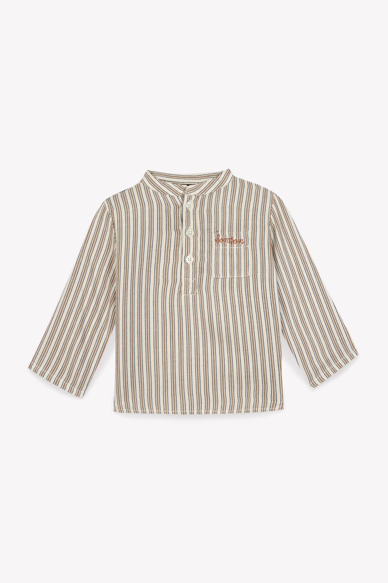 Shirt - Matt Brown Baby Striped viscose twill