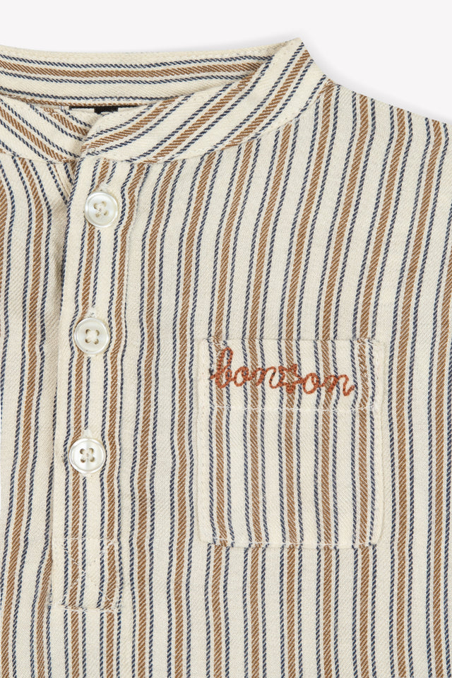 Shirt - Matt Brown Baby Striped viscose twill - Image alternative