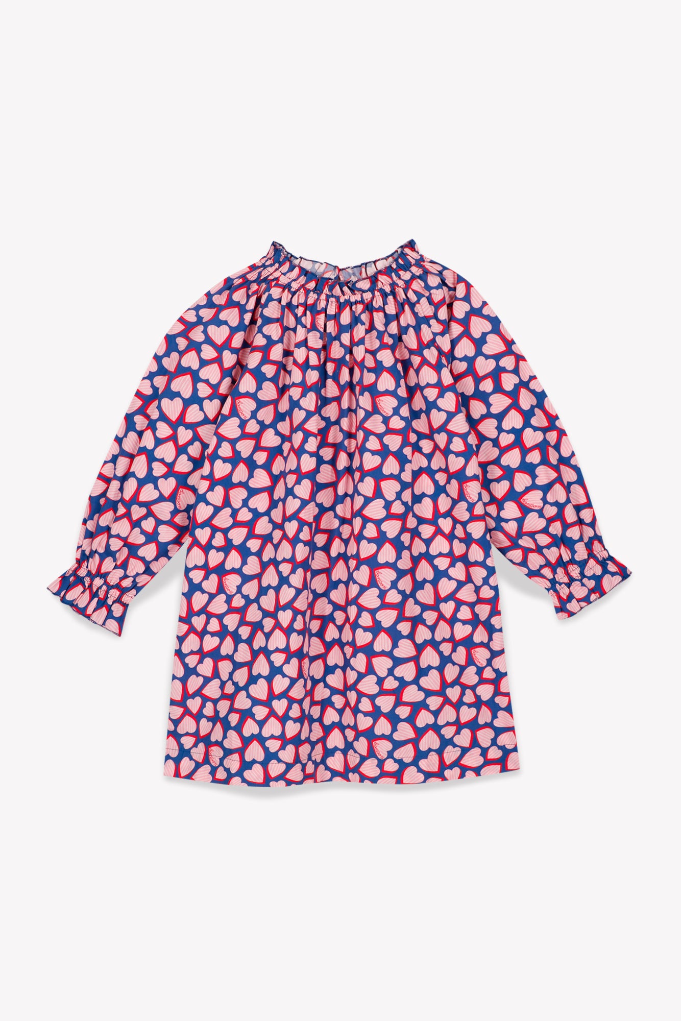 Dress - Blue Dahlia Poplin cotton Printe heart