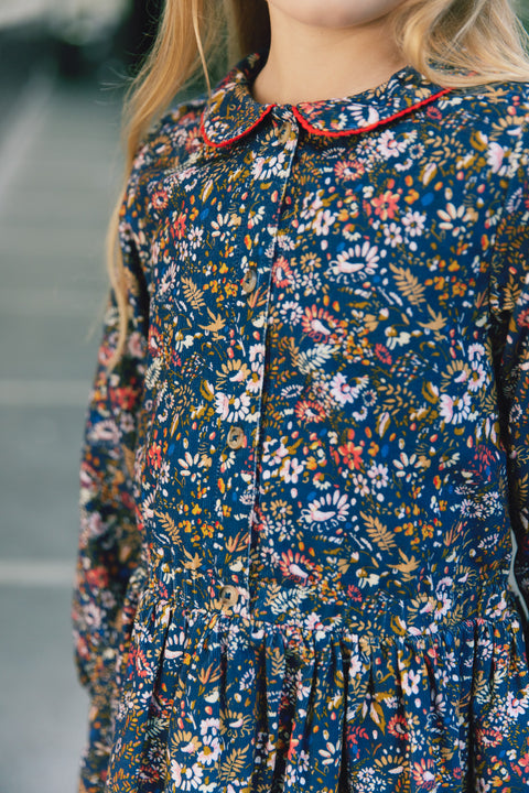 Robe - Frida fleuri en velour - Image principale