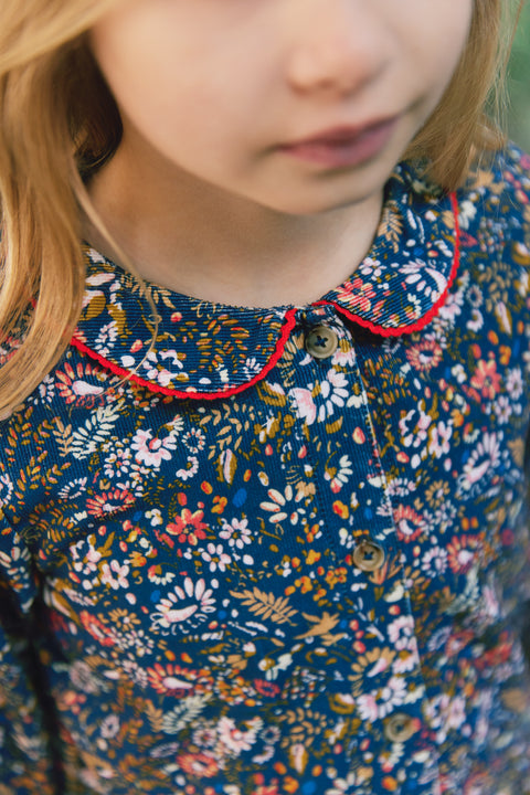 Robe - Frida fleuri en velour - Image principale