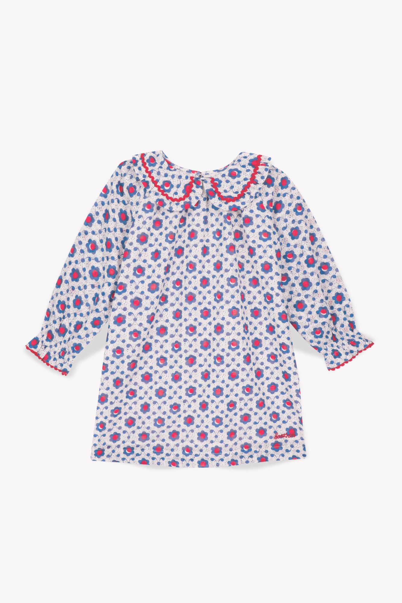 Robe - Heidi bleue voile de coton façonné imprimé