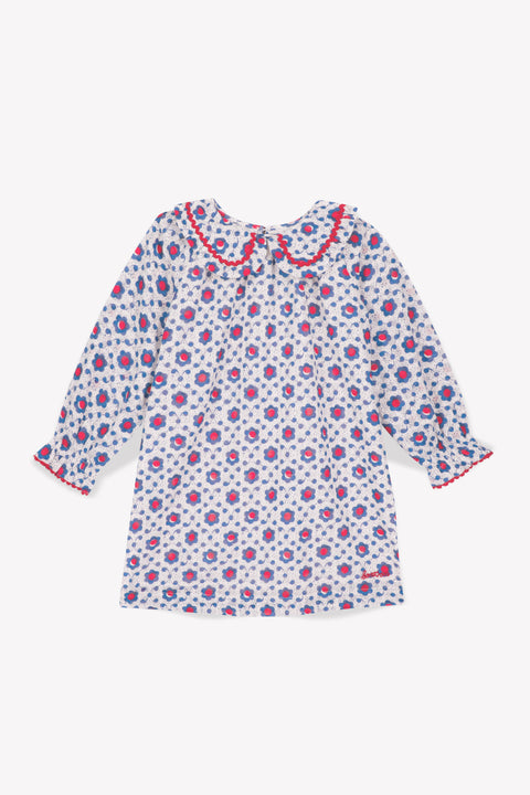 Robe - Heidi bleue voile de coton façonné imprimé - Image principale