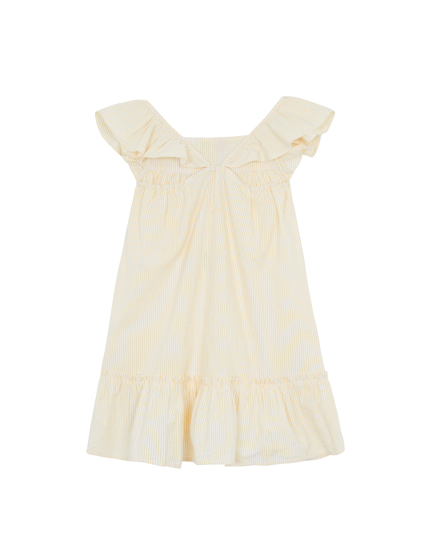 Dress - Celia Yellow striped cotton seersucker