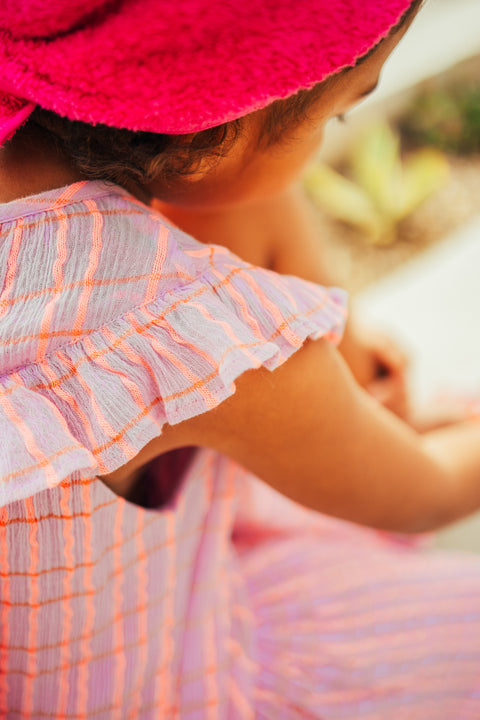 Robe - Eglantine violette crêpon de coton imprimé - Image principale