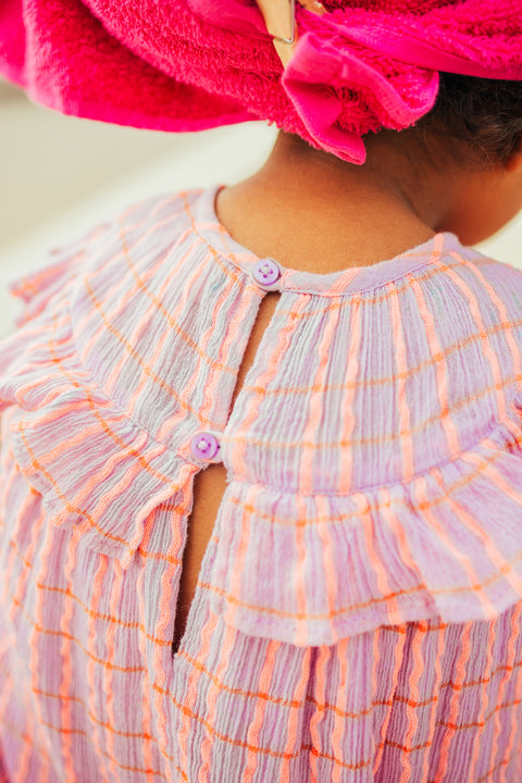 Robe - Eglantine violette crêpon de coton imprimé - Image principale