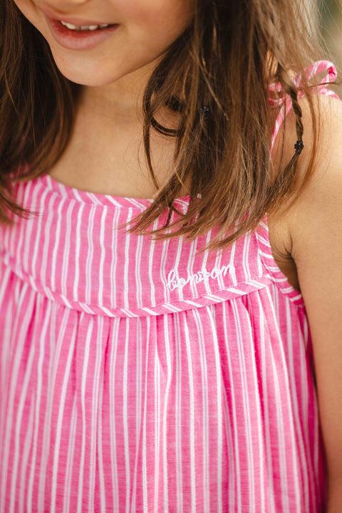 Robe - Violette rose voile de coton rayé rose elo - Image principale