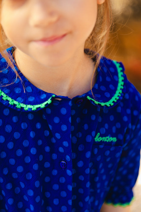 Robe - Georgia bleue popeline de coton pois - Image principale