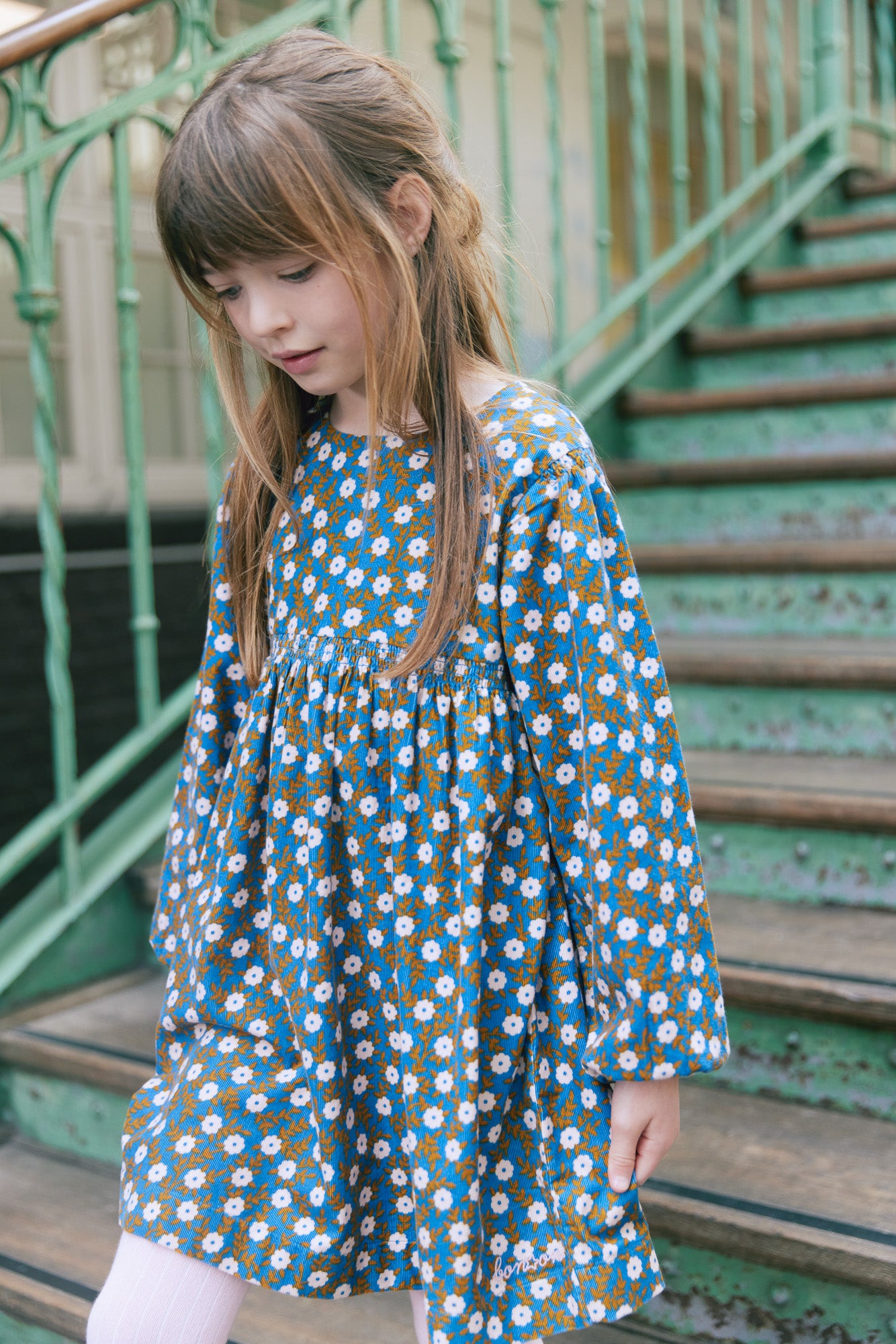 Robe Jona imprimé fleuri bleu – Bonton Paris
