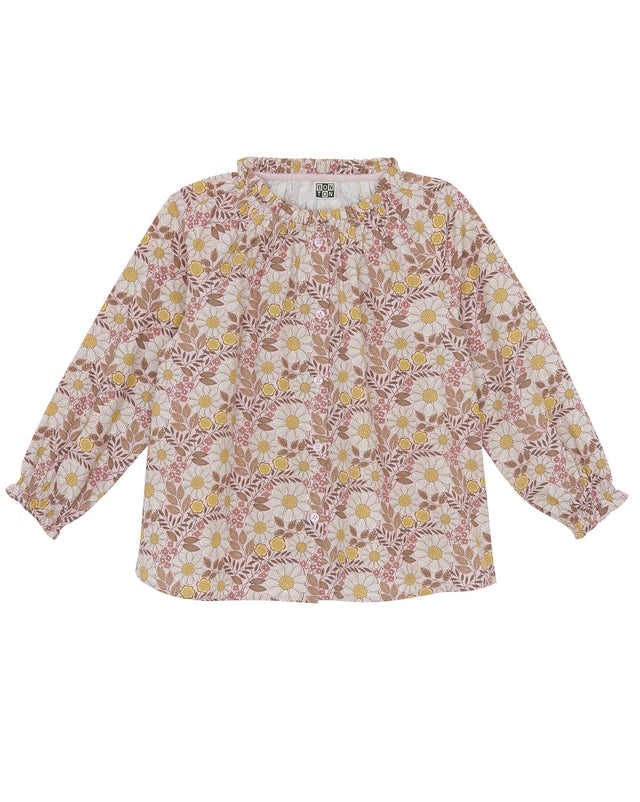 Blouse - Reinette Pink in cotton Print Daisy flower - Image principale