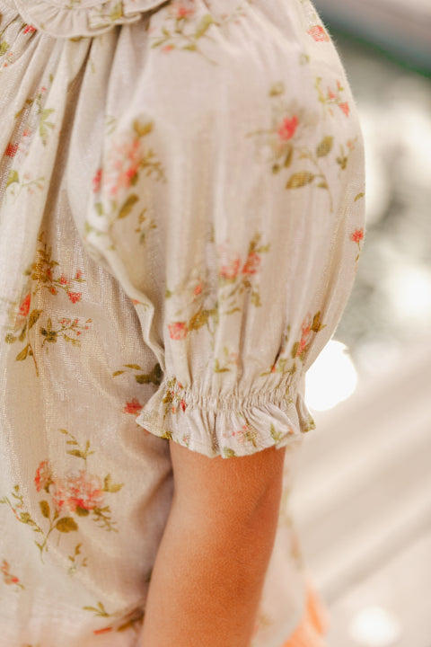 Blouse - Aida rose voile coton lurex imprimée - Image principale