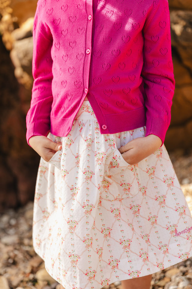 Skirt - Hedda Pink Cotton shaped Print Antoinette - Image principale