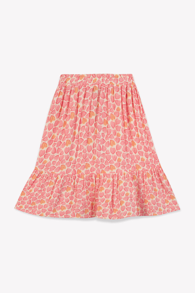 Skirt - Denon Pink Double cotton gauze Printe heart - Image principale
