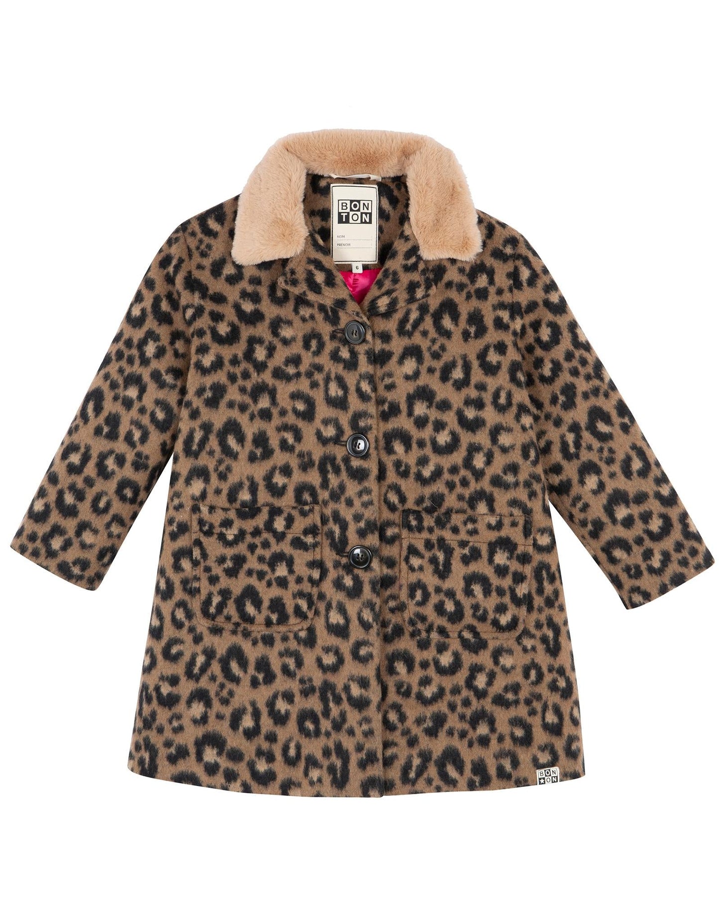 Coat - Hilda brown in woolen Print leopard