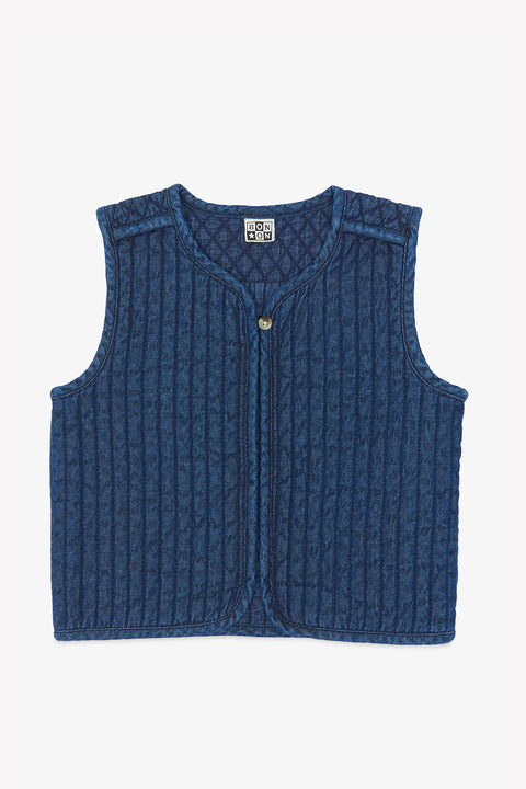 Gilet - Josefa chambray bleu matelassé - Image principale