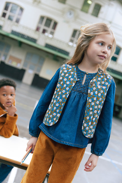 Gilet - Betib imprimé foulfleur bleu - Image principale