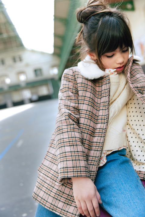 Manteau - Suzane à carreaux rose - Image principale