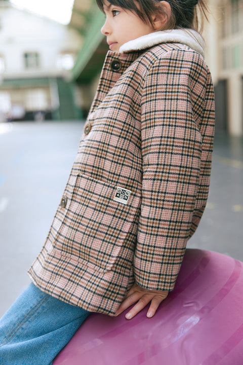 Manteau - Suzane à carreaux rose - Image principale