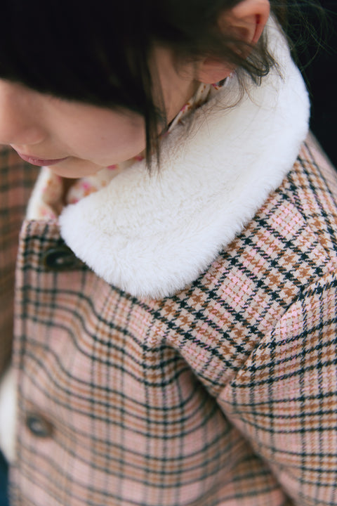 Manteau - Suzane à carreaux rose - Image principale