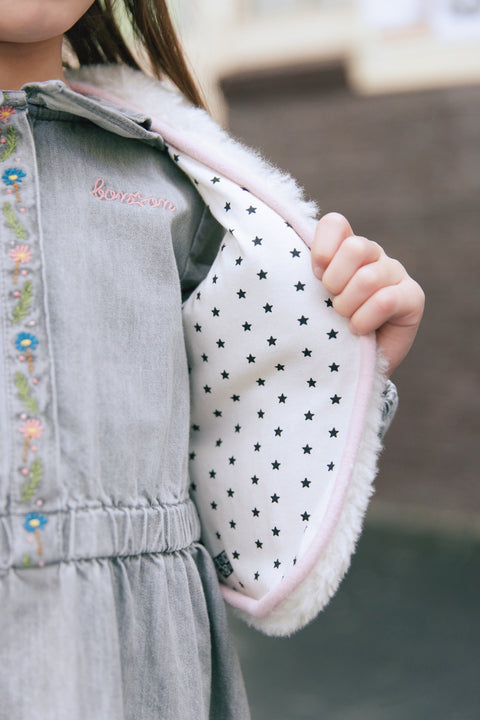 Veste - Justine sans manche écru broderie cœur - Image principale