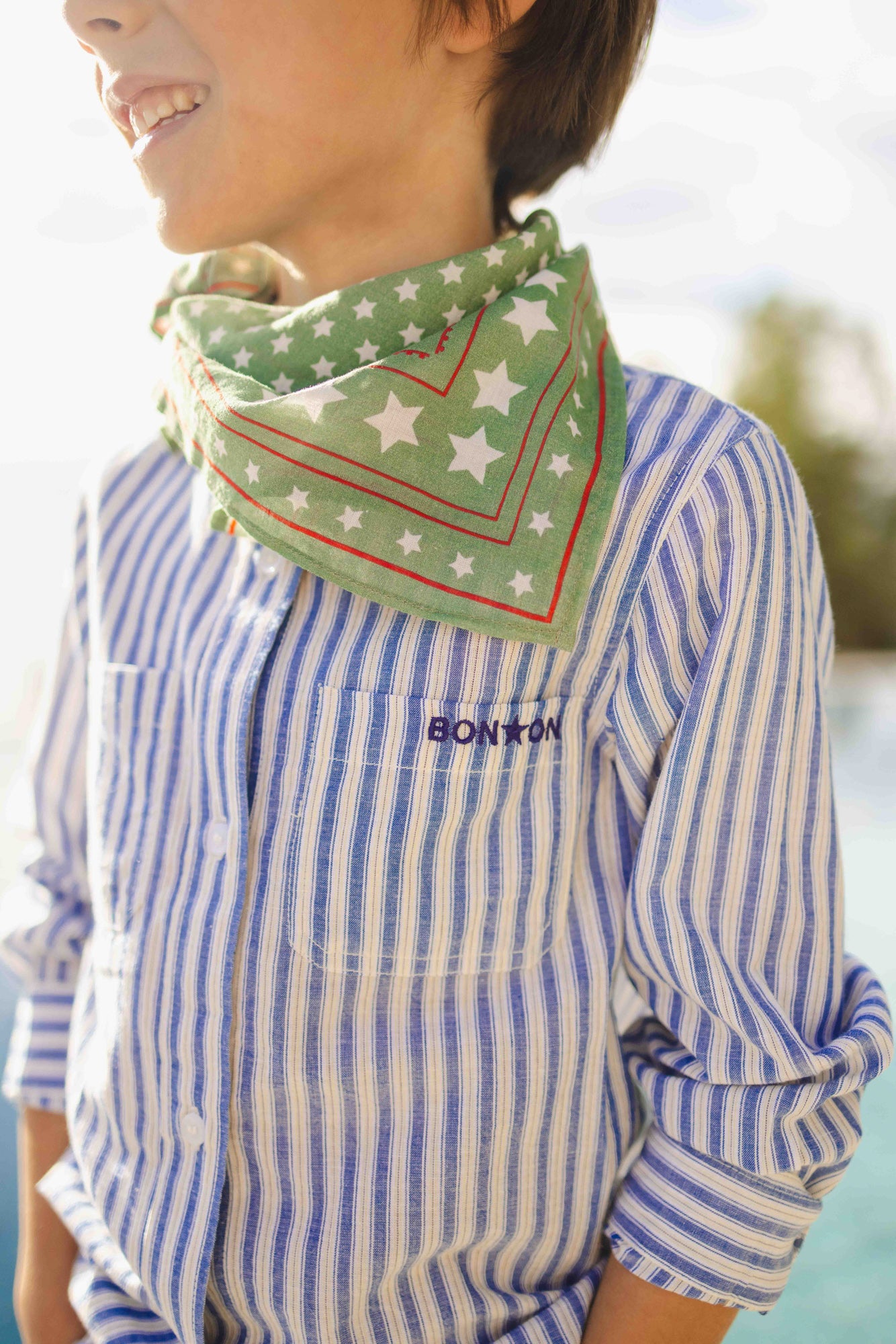 Shirt - Paname striped cotton veil Blue