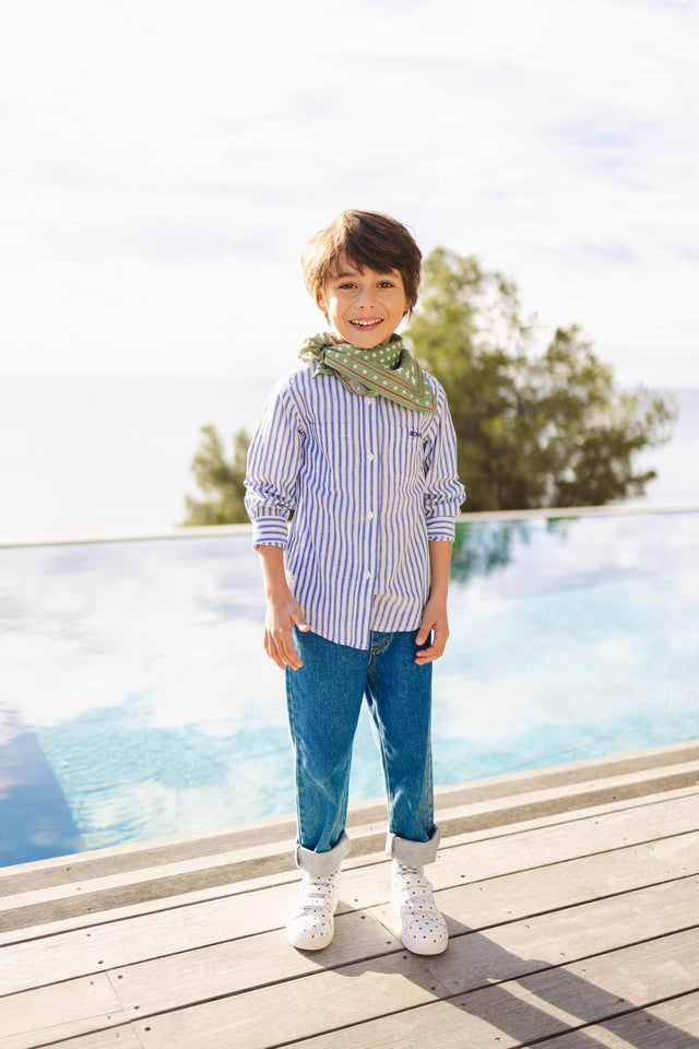 Shirt - Paname striped cotton veil Blue - Image principale