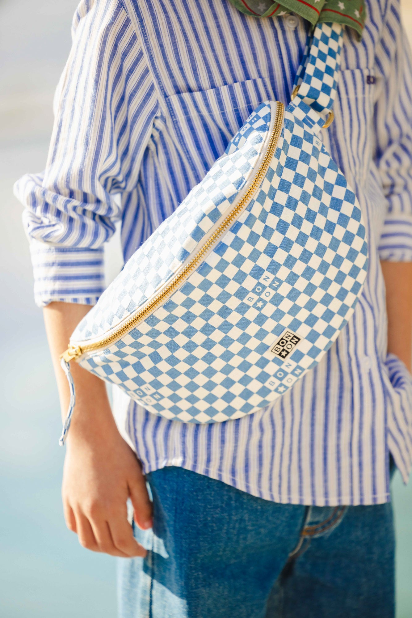 Bum bag - checkerboard Blue