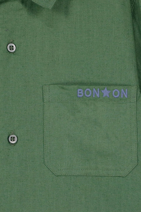 Shirt - Green paname cotton canvas and linen - Image principale