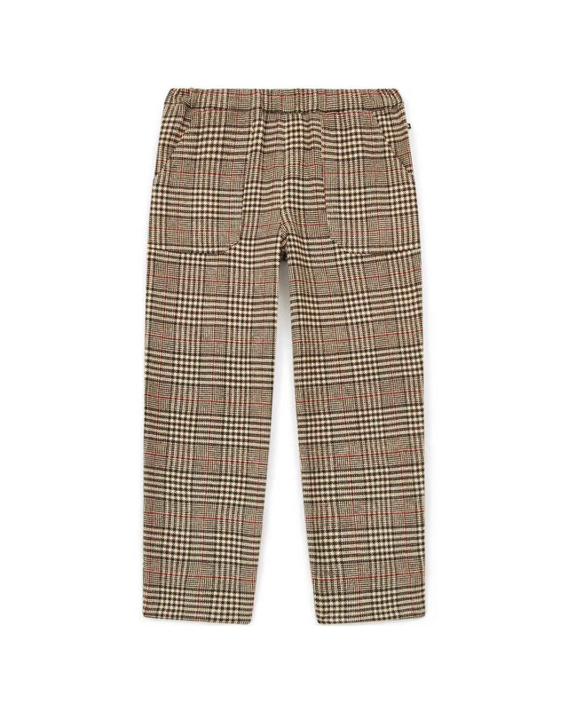 Pantalon - Batcha marron en coton tweed imprimé carreau - Image principale
