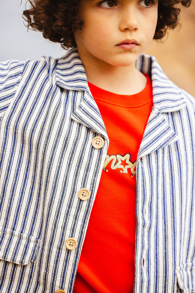 Jacket - Striped blue cotton twill - Image alternative