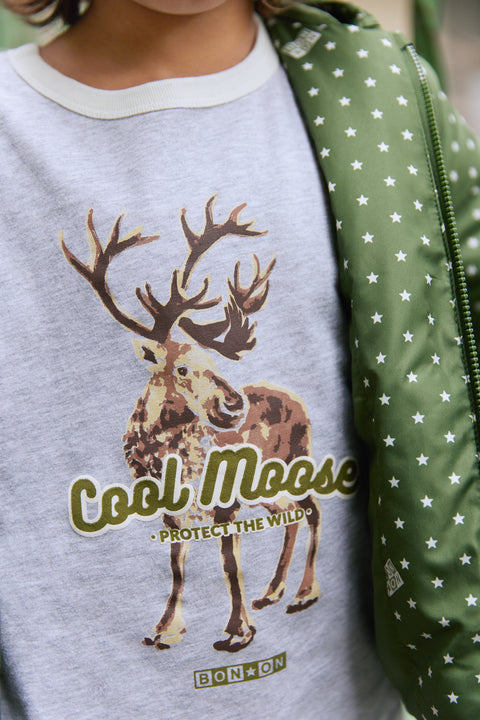 T-shirt - Taxo gris chiné illustration renne - Image principale