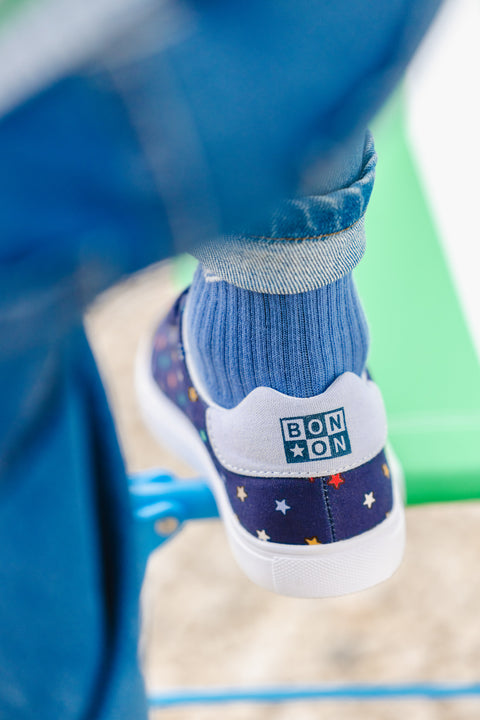 Sneakers - Basil Blue cotton canvas Print - Image principale