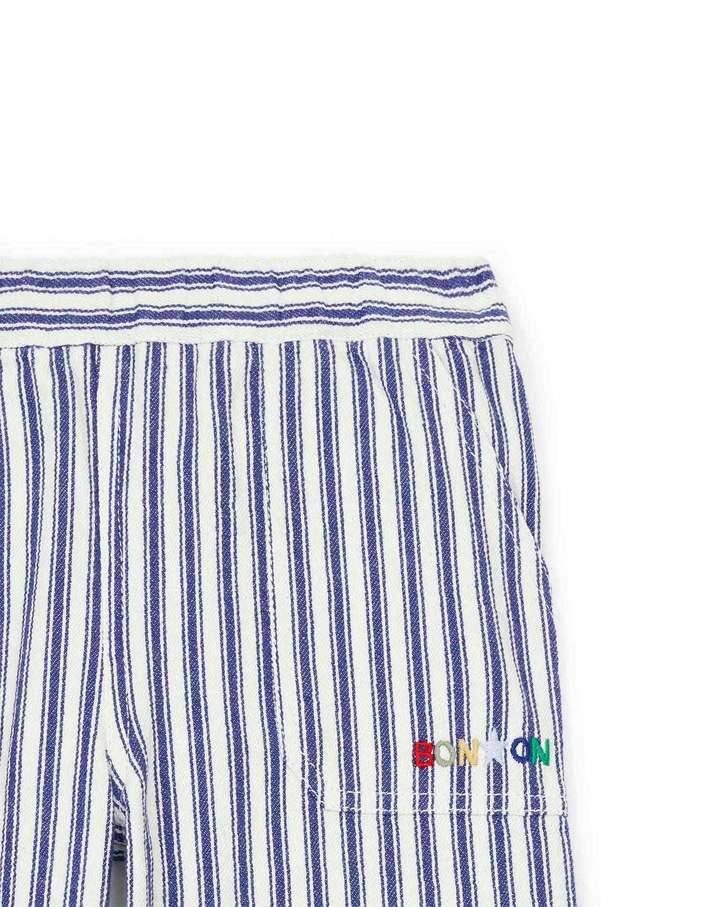 Pantalon - Itcha bleu twill de coton rayé