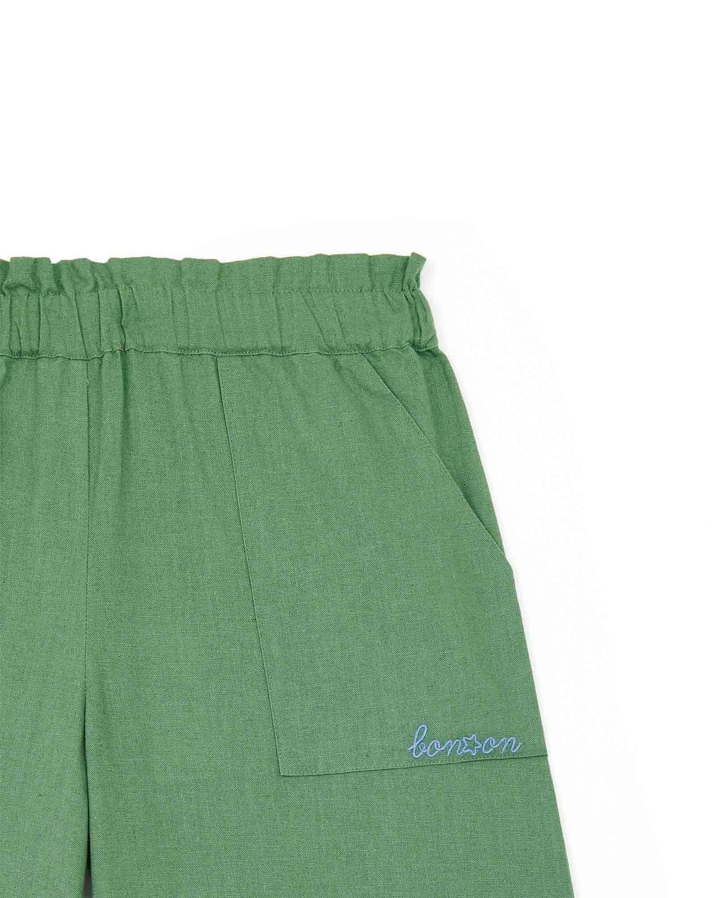 Pantalon - Goa vert toile de coton et lin
