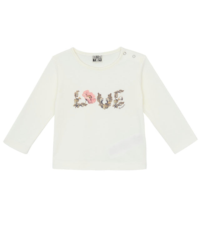 Tee-shirt - Love beige Bébé ML 100% coton biologique - Image principale