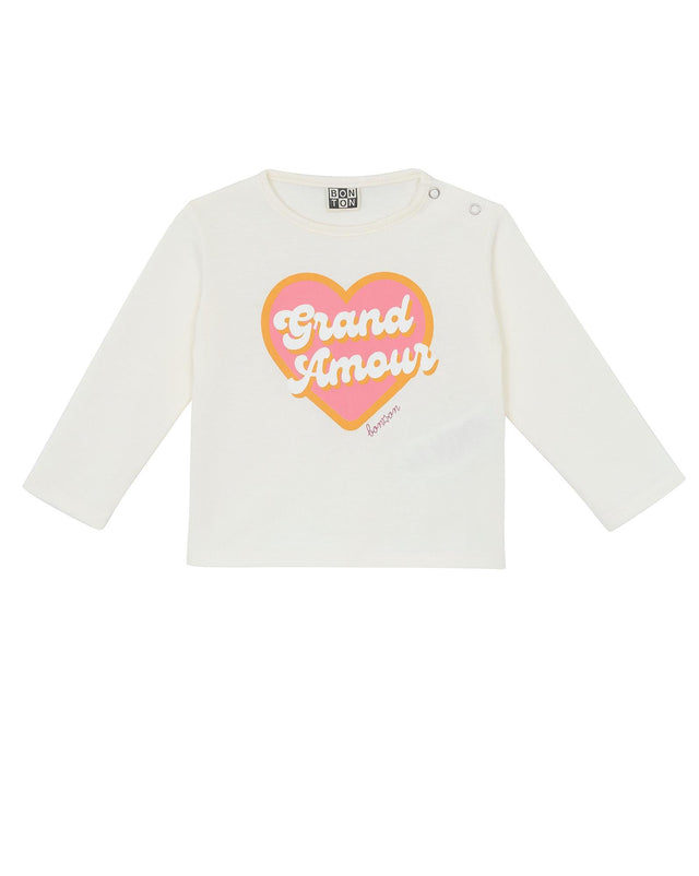 T-shirt - Grand Amour crème bonton Bébé manches longues - Image principale