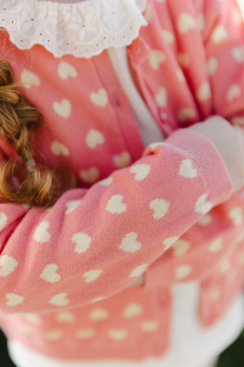 Cardigan - Lilet rose Bébé coton maille jacquard - Image principale