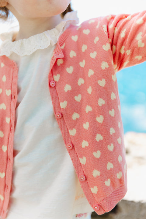 Cardigan - Lilet rose Bébé coton maille jacquard - Image principale