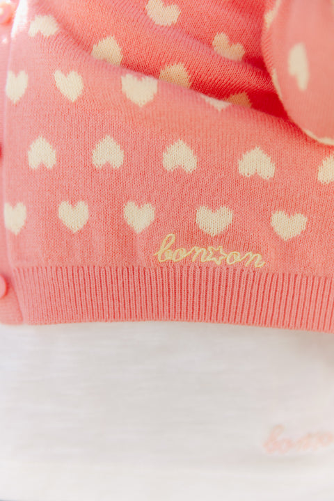 Cardigan - Lilet rose Bébé coton maille jacquard - Image principale