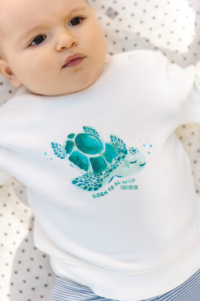 Sweatshirt - Smily ecru Baby organic cotton - Image principale