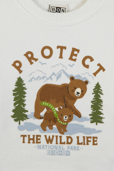 Sweat - Smily Crème Bonton illustration ours - Image principale